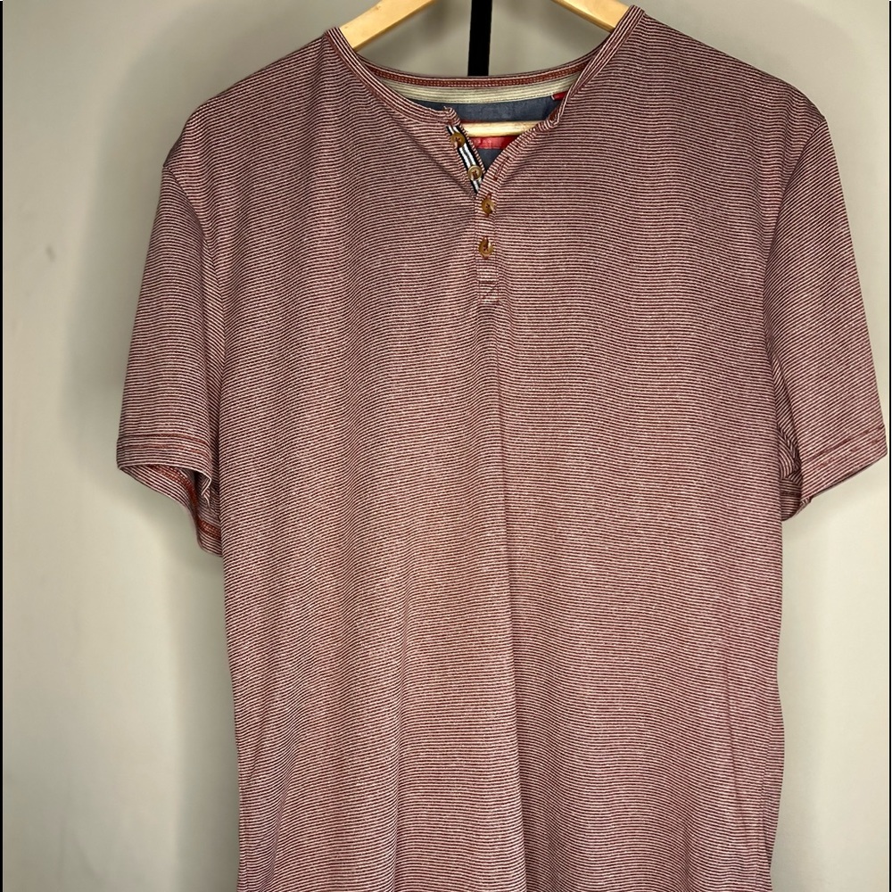 Bruno Milano Super Soft Striped Henley Tee - Red